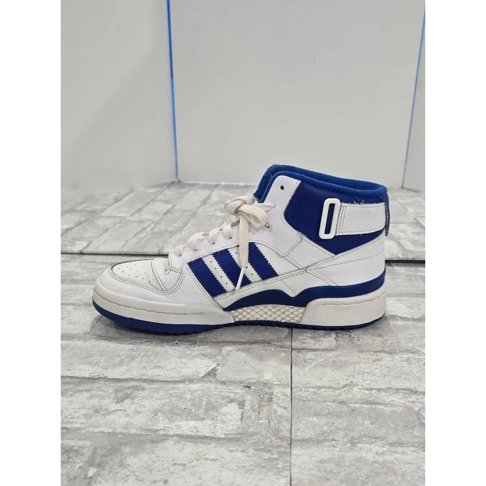 Adidas Forum Mid Shoes Women Size‎ 8.5 White Blue Basketball Sneakers No Straps